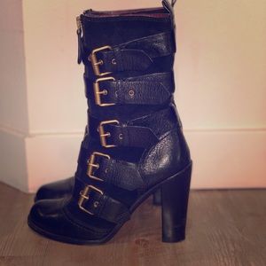 Marc Jacobs Leather Gold Buckle Boots